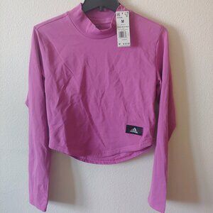 Women's Adidas Holidayz Fleece Mockneck Crop Top, Size L